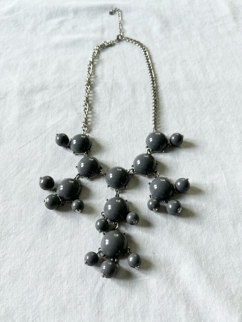 Dark Gray Silver Tone Bubble Necklace Statement Necklace